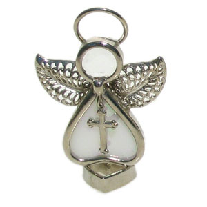 White Mini Cross Angel Figurine