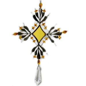 Amber Teardrop Snowflakes - 2 Pack