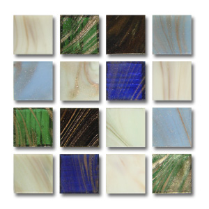 3/4 Glass Tile Gold Streaky Land And Sea Mix - 1/2 Lb.
