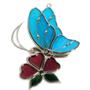 Blue Butterfly and Mauve Flower Suncatcher