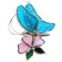 Blue Butterfly and Pink Flower Suncatcher