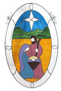 Nativity Oval Panel With Bevel Border
