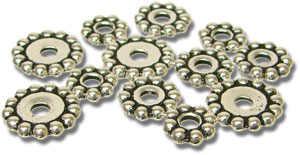 Silver Plated Beaded Spacer Assortment - 12 Pieces, Spacers & Caps