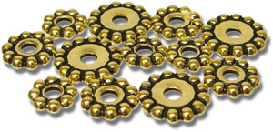 Gold Plated Beaded Spacer Assortment - 12 Pieces