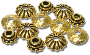Gold Plated Bead Cap Assortment - 12 Pieces