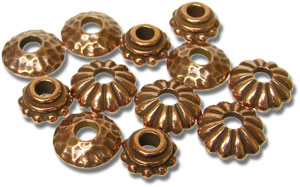 Copper Plated Bead Cap Assortment - 12 Pieces