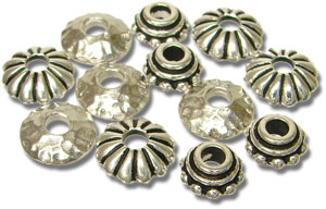Silver Plated Bead Cap Assortment - 12 Pieces