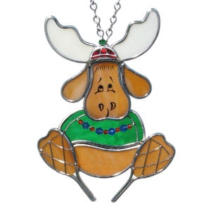 Pre-made Moose Animal Stained Glass Suncatcher