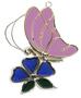 Pink Butterfly And Purple Flower Suncatcher