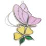 Pink Butterfly And Yellow Flower Suncatcher