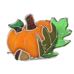 Pumpkin And Green Leaf Votive