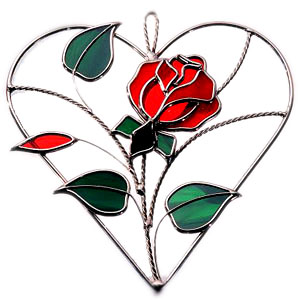 Red Rose Heart Panel