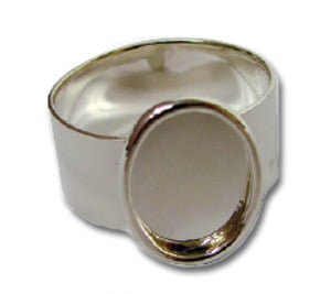 Small Silver Plated Oval Cabochon Ring