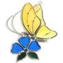 Yellow Butterfly And Blue Flower Suncatcher
