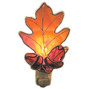 Amber Oak Leaf And Acorns Night Light