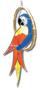 Blue Parrot In Bamboo Ring