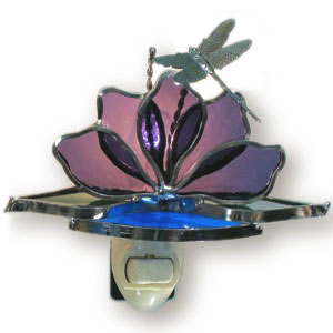 Dragonfly And Purple Flower Night Light