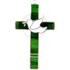 Pre-made Green Cross And Dove Suncatcher
