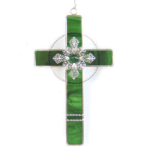 Green Filigree Cross