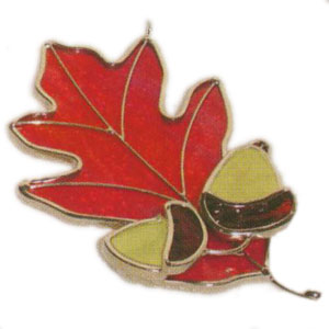 Red Oak Leaf And Acorns Suncatcher