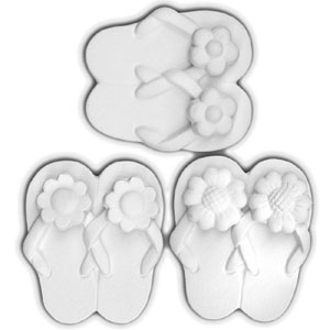 Bisque Embellishment Flower Flip Flops - 12 Pack
