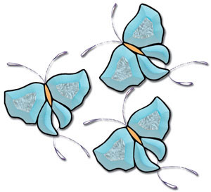 Blue Glue Chip Butterfly Bevel Cluster