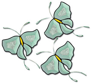 Green Glue Chip Butterfly Bevel Cluster