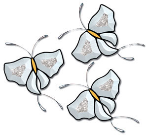 Clear Glue Chip Butterfly Bevel Cluster