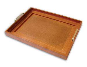 Wooden Tray With Brass Handles
