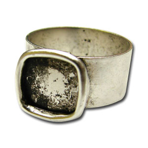 Small Antique Silver Plated Square Cabochon Ring