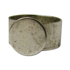 Antique Silver Plated Round Disk Ring