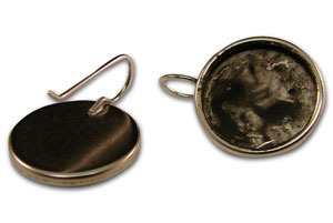 Large Antique Silver Plated Round Earrings, Findings