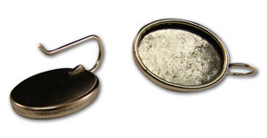 Small Antique Silver Plated Oval Earrings, Resin Findings