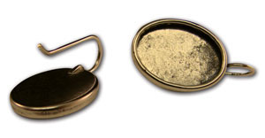 Large Antique Gold Plated Oval Earrings, Findings