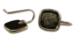 Small Antique Silver Plated Square Earrings, Resin Findings