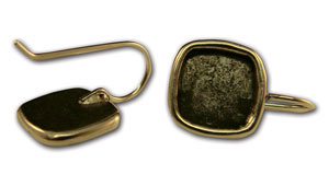 Small Antique Gold Plated Square Earrings, Resin Findings