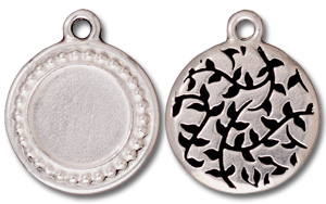 Silver Beaded Round Picture Frame Pendants