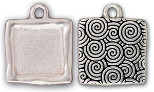 Silver Square Picture Frame Pendants