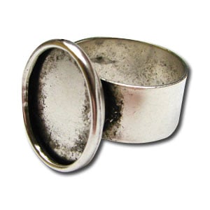 Small Silver Plated Oval Cabochon Ring