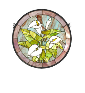Calla Lily Medallion Stained Glass Window 