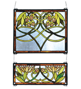 Waterlily 2 Piece Stained Glass Window�
