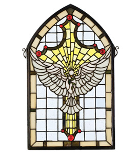 Dove Cross Stained Glass Window�
