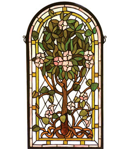 Arched Tree Of Life Stained Glass Window 
