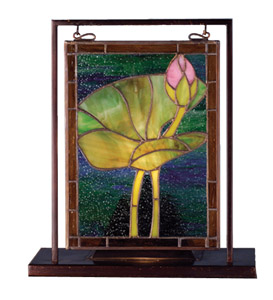 Tiffany Pond Lily Lighted Mini Tabletop Window 