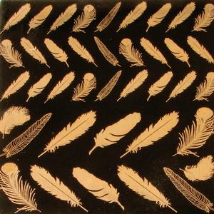Glass Accents Feathers Gold Decal