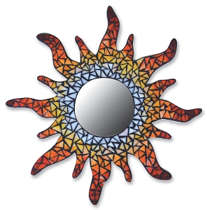 13 Sun Mirror Wood Plaque, Mirrors