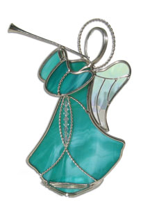 Green Angel With Trumpet Votive