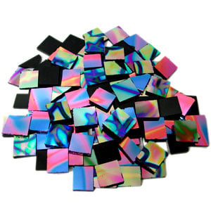 1/4 Lb Black Pattern Rainbow Dichroic Chips - 96 Coe