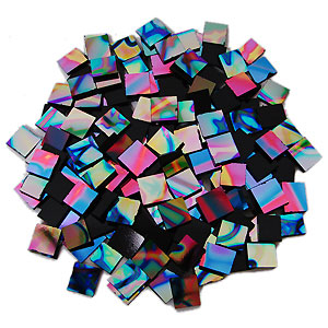 1/2 Lb Black Pattern Rainbow Dichroic Chips - 96 COE