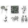 Florals Black Enamel Decals